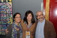 Luis Estrada, membro della Giuria Ufficiale, con Elena Bonfiglioli e Francesca Mometti dello staff del Festival